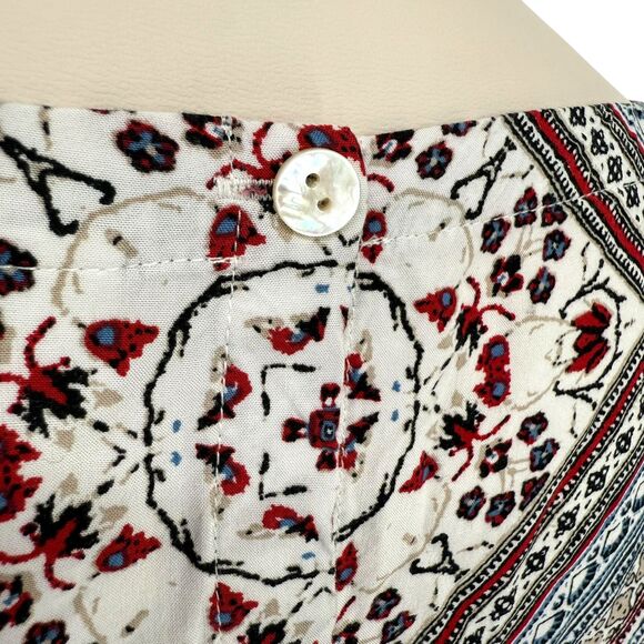 J. Jill Diamond Print Blouse Size LARGE 3/4 Sleeve Boat Neck Abalone Button Back - Picture 13 of 15